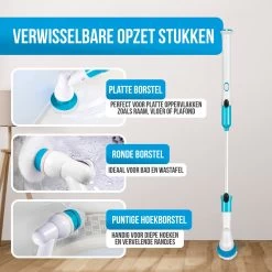 Strex Elektrische Schoonmaakborstel - Draadloze Schrobborstel - Schrobber - 3 Opzetstukken - Telescoopsteel - Poetsmachine Met Krachtige Accu -Kruideniers Winkel 1200x1200 1019