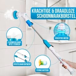 Strex Elektrische Schoonmaakborstel - Draadloze Schrobborstel - Schrobber - 3 Opzetstukken - Telescoopsteel - Poetsmachine Met Krachtige Accu -Kruideniers Winkel 1200x1200 1020