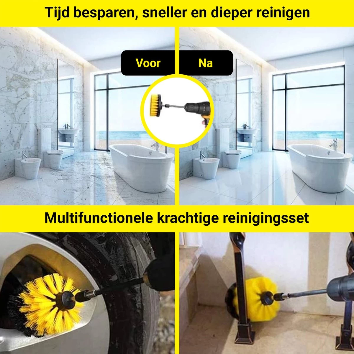 Merkloos 4-delige Borstelset Voor Boormachine - Inclusief Verlengstuk - Opzetborstels - Schrobborstel - Schuurborstel - Schoonmaakborstel - Tapijtreiniger - Brush - Geel - Gratis Verzending 8 Merkloos 4-delige Borstelset Voor Boormachine - Inclusief Verlengstuk - Opzetborstels - Schrobborstel - Schuurborstel - Schoonmaakborstel - Tapijtreiniger - Brush - Geel - Gratis Verzending - Afbeelding 6
