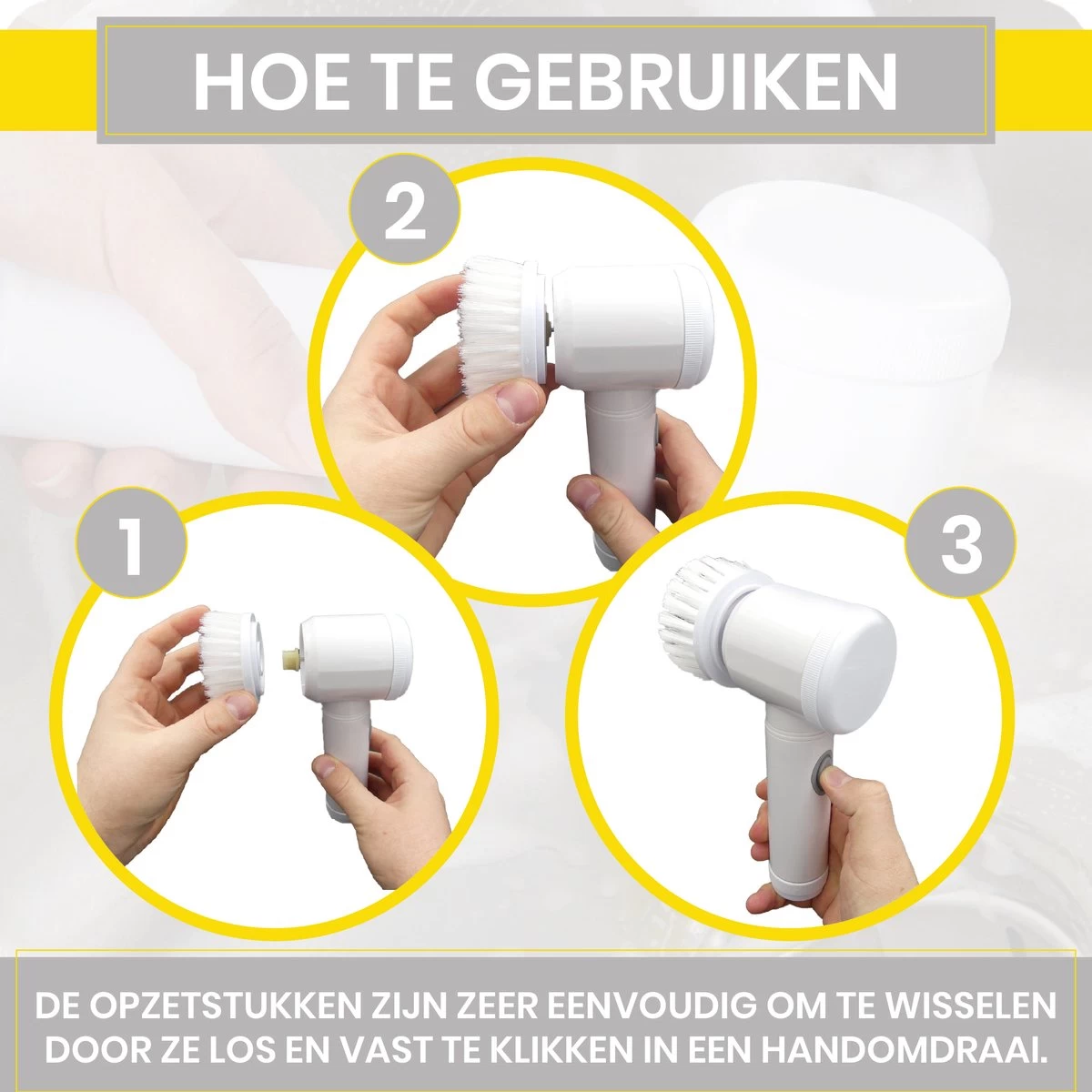 Lenga Elektrische Schoonmaakborstel - 5 In 1 Borstel - Oplaadbaar - Wasborstel - Schoonmaakmiddelen - Schrobborstels 7 Lenga Elektrische Schoonmaakborstel - 5 In 1 Borstel - Oplaadbaar - Wasborstel - Schoonmaakmiddelen - Schrobborstels - Afbeelding 5