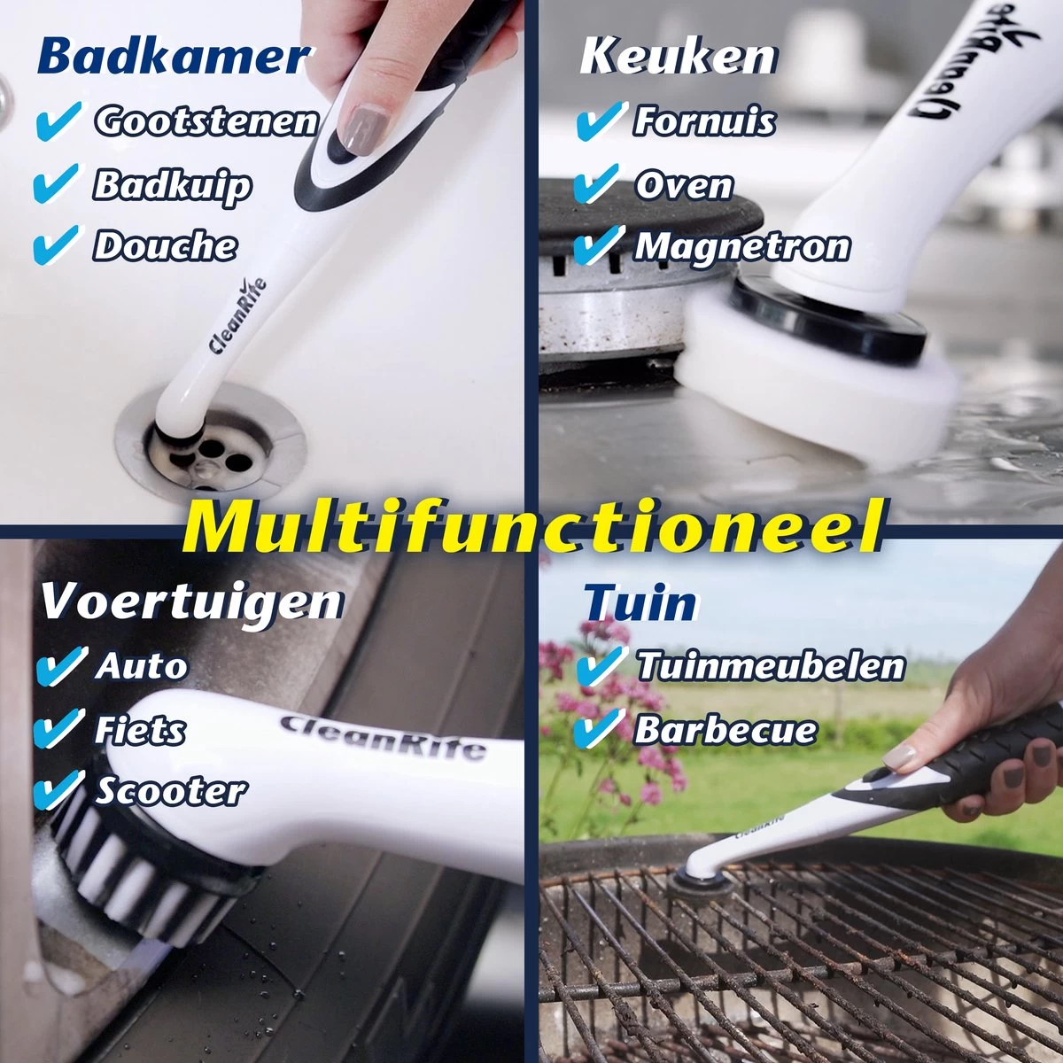 CleanRite® Multi Scrubber - Schoonmaakborstel Voor Auto, Fornuis, Tegels En Voegen 4 CleanRite® Multi Scrubber - Schoonmaakborstel Voor Auto, Fornuis, Tegels En Voegen - Afbeelding 2