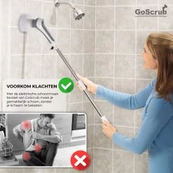 GoScrub® Elektrische Schoonmaakborstel – Elektrische Schrobber - Schrobborstel – Voor Badkamer Of Keuken – Schrobber Met Steel – Luiwagen – Polijstmachine - Poetsmachine Met 10 Opzetstukken -Kruideniers Winkel 1200x1200 1066