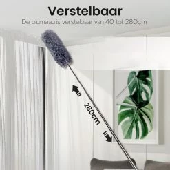 Plumeau Uitschuifbaar Tot 280cm - RVS - Telescopisch - Plumeau Met Telescoopsteel - 360° Flexibel -Kruideniers Winkel 1200x1200 1170
