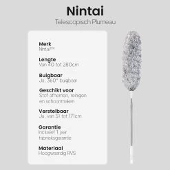 Plumeau Uitschuifbaar Tot 280cm - RVS - Telescopisch - Plumeau Met Telescoopsteel - 360° Flexibel -Kruideniers Winkel 1200x1200 1175