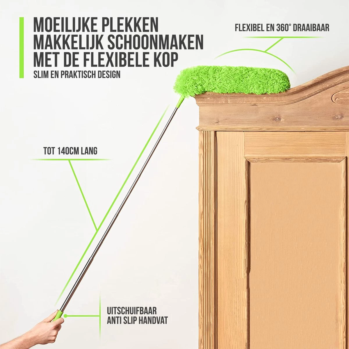 Strex Telescopische Plumeau Met Telescoopsteel - 60 Tot 140 Cm - Uitschuifbaar - Wasbaar - Flexibel 360° Draaibaar - Microvezel Ragebol 5 Strex Telescopische Plumeau Met Telescoopsteel - 60 Tot 140 Cm - Uitschuifbaar - Wasbaar - Flexibel 360° Draaibaar - Microvezel Ragebol - Afbeelding 3