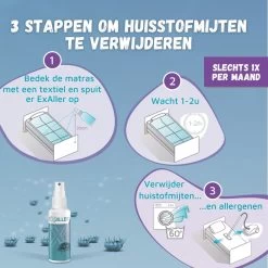 Exaller Anti Huisstofmijt Spray 150ml - 100% Natuurlijk Huismijt Bestrijder - Klinisch Getest - Behandeling En Preventie Van Huisstofmijtallergie -Kruideniers Winkel 1200x1200 1605