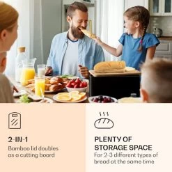 Klarstein Granrosi Oklahoma Broodtrommel - 35,5 X 15,5 X 23 Cm - Brooddoos Met Snijplank - Metaal & Bamboe -Kruideniers Winkel 1200x1200 1699