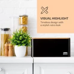 Klarstein Granrosi Oklahoma Broodtrommel - 35,5 X 15,5 X 23 Cm - Brooddoos Met Snijplank - Metaal & Bamboe -Kruideniers Winkel 1200x1200 1700