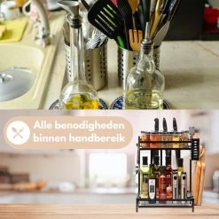 Pazzo Goods - Keuken Organizer - Keukenrek - Zwart - Metaal - 2 Laags - Multifunctioneel - Zwart - -Kruideniers Winkel 1200x1200 1717