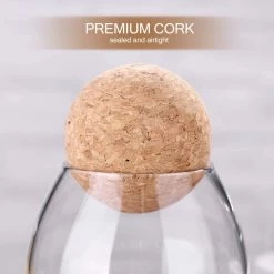 Igoods Helderglazen - Voorraadpot Met Kurkbal - Thee- En Koffiebus Met Bolvormig Houten Deksel - Voedselblikken - Keukenopslag - Opslagpotten -Kruideniers Winkel 1200x1200 1844