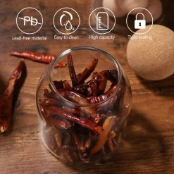 Igoods Helderglazen - Voorraadpot Met Kurkbal - Thee- En Koffiebus Met Bolvormig Houten Deksel - Voedselblikken - Keukenopslag - Opslagpotten -Kruideniers Winkel 1200x1200 1845