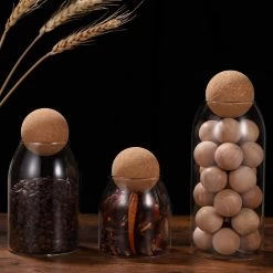 Igoods Helderglazen - Voorraadpot Met Kurkbal - Thee- En Koffiebus Met Bolvormig Houten Deksel - Voedselblikken - Keukenopslag - Opslagpotten -Kruideniers Winkel 1200x1200 1846