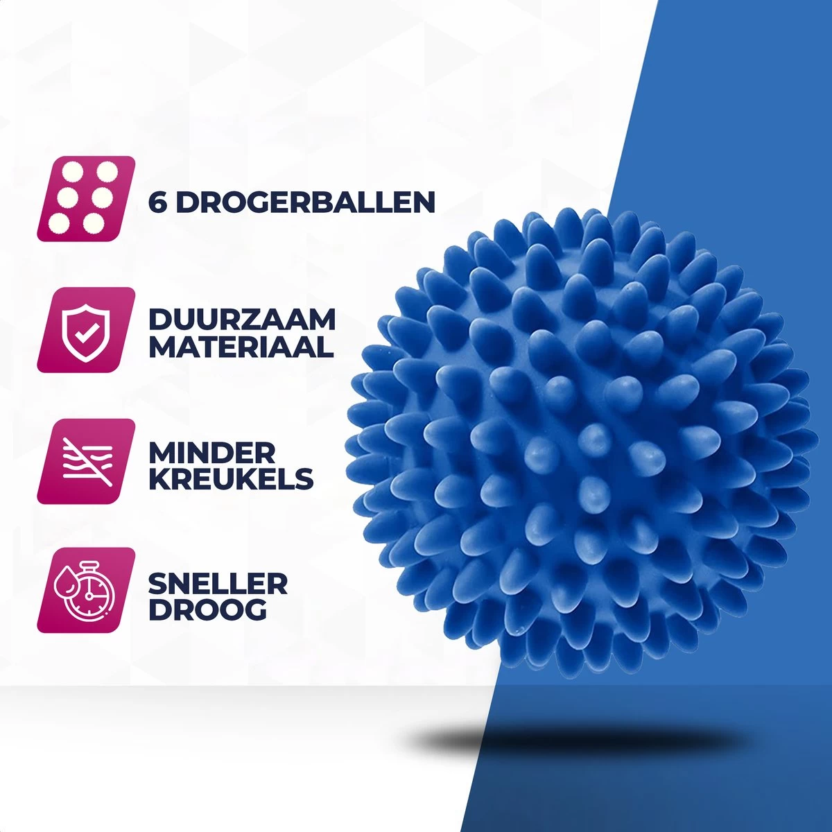 Roegaarden Drogerballen - Wasbollen - 6 Stuks - Siliconen - Sneller Droog - Anti-kreuk 4 Roegaarden Drogerballen - Wasbollen - 6 Stuks - Siliconen - Sneller Droog - Anti-kreuk - Afbeelding 2