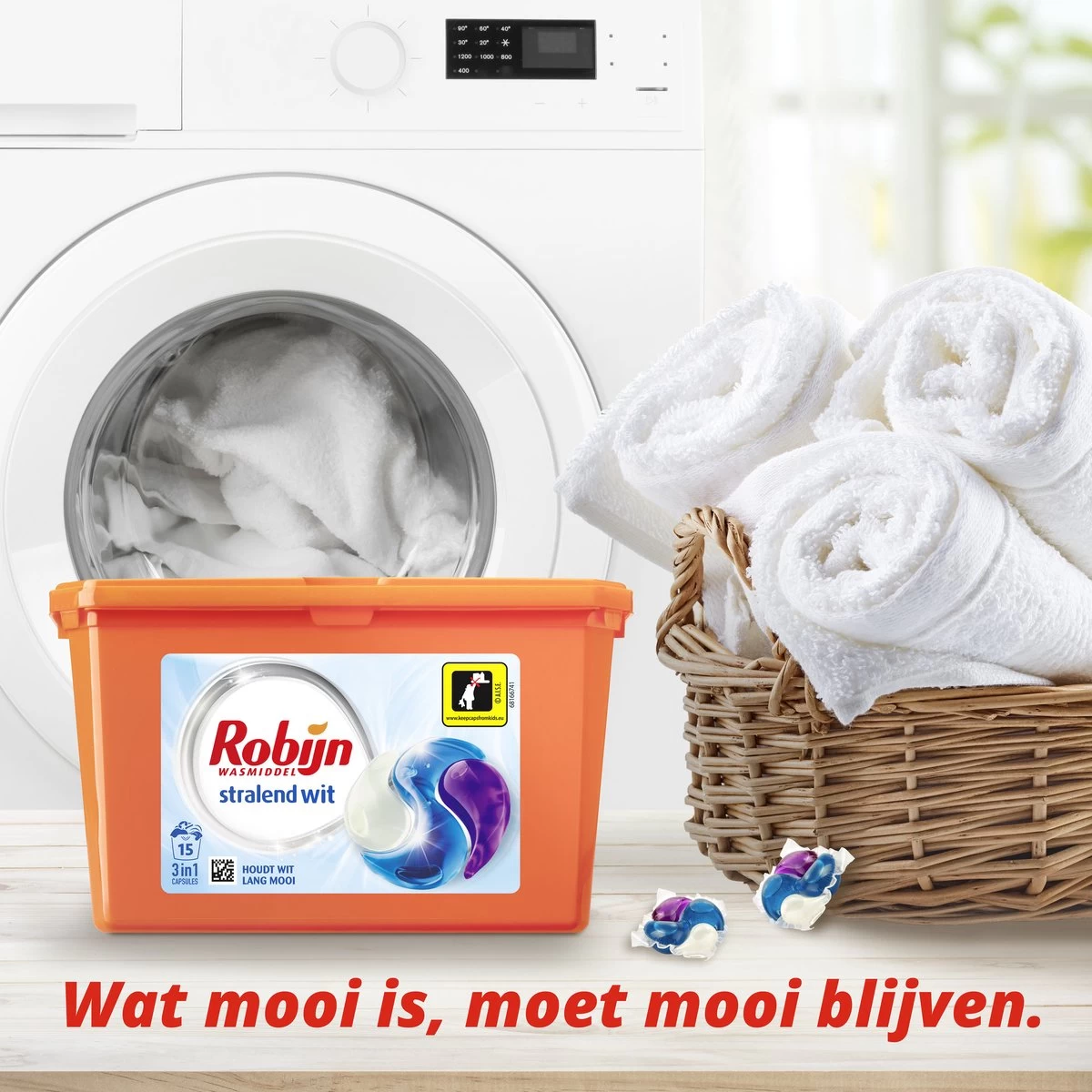 Robijn Wascapsules - 3-in-1 - Stralend Wit - 15 Stuks 8 Robijn Wascapsules - 3-in-1 - Stralend Wit - 15 Stuks - Afbeelding 6