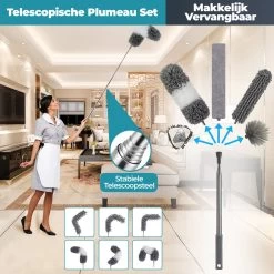 NovaBeau Plumeau Met Telescoopsteel – Microvezel Ragebol Uitschuifbaar - 9-delig Duster Set Met Voegenborstel – RVS Stoffer – Grijs Chenille Borstel – Wasbaar En Draaibaar -Kruideniers Winkel 1200x1200 911