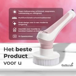 GoScrub® Elektrische Schoonmaakborstel – Elektrische Schrobber - Schrobborstel – Voor Badkamer Of Keuken – Schrobber Met Steel – Luiwagen – Polijstmachine - Roze -Kruideniers Winkel 1200x1200 937