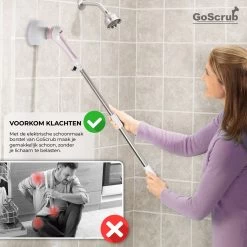 GoScrub® Elektrische Schoonmaakborstel – Elektrische Schrobber - Schrobborstel – Voor Badkamer Of Keuken – Schrobber Met Steel – Luiwagen – Polijstmachine - Roze -Kruideniers Winkel 1200x1200 943