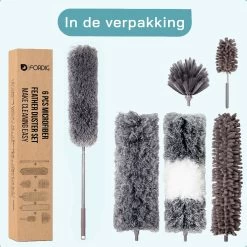 ForDig 7-Delige Plumeau Set - Duster Met Telescoopsteel Uitschuifbaar Tot 250 Cm - Inclusief Ragebol / Voegenborstel / Microvezel Doek / Chenille Borstel - Wasbaar - 360 Graden Draaibaar -Kruideniers Winkel 1200x1200 975