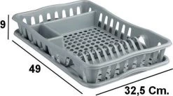 Merkloos Decopatent® Afdruiprek Voor Afwas - Afdruiprekje Met Lekbak - Kunststof Afdruipmat - Afwassen Borden & Bestek - 32.5x49x9 - Grijs -Kruideniers Winkel 1200x668