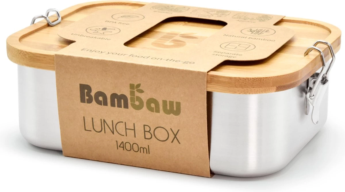 Bamboe Lunch Box 1400 Ml | Broodbox | Ecologisch | Roestvrijstalen Lunchbox | Bentobox No Leak | Smaakloos | Bamboe Grote Broodtrommel | Lunchbox Volwassenen | Lunchbox RVS Bamboe | Bambaw 4 Bamboe Lunch Box 1400 Ml | Broodbox | Ecologisch | Roestvrijstalen Lunchbox | Bentobox No Leak | Smaakloos | Bamboe Grote Broodtrommel | Lunchbox Volwassenen | Lunchbox RVS Bamboe | Bambaw - Afbeelding 2