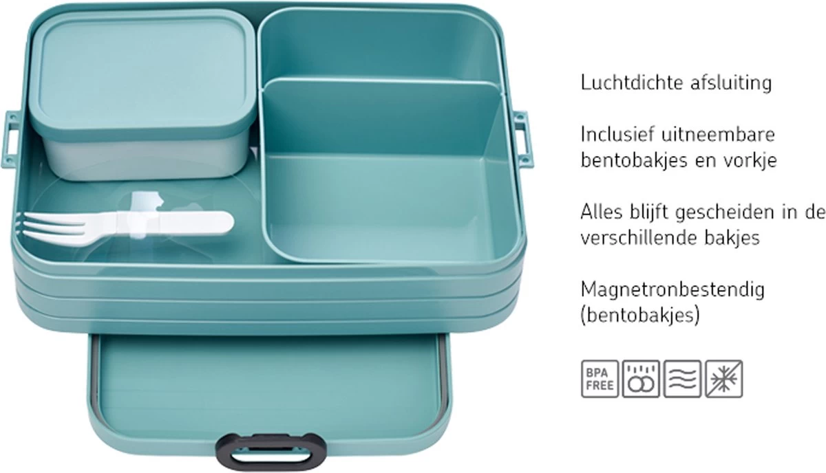 Mepal – Bento Lunchbox Take A Break Large- Inclusief Bento Box – Nordic Blue – Lunchbox Voor Volwassenen 6 Mepal – Bento Lunchbox Take A Break Large- Inclusief Bento Box – Nordic Blue – Lunchbox Voor Volwassenen - Afbeelding 4