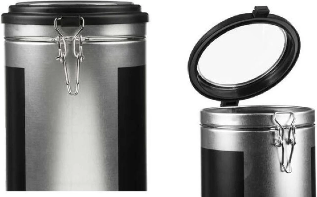 Préfère® Koffiebonen Bewaarbus 1,6L - Koffiepads Bewaarbus - Koffieblikbewaarblik - Zilver/Zwart 4 Préfère® Koffiebonen Bewaarbus 1,6L - Koffiepads Bewaarbus - Koffieblikbewaarblik - Zilver/Zwart - Afbeelding 2