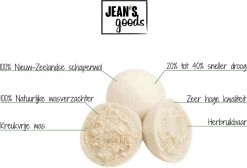 Jean's Goods Drogerballen - Droogballen - Wasdrogerballen - Wasdroger Ballen - Wasbol - Wasbollen - Wasballen - Energiebesparende Producten - Energiebesparend - Duurzaam Cadeau - RWS Wol - Zero Waste - Wasverzachter - Beige - 6 Stuks -Kruideniers Winkel 1200x818