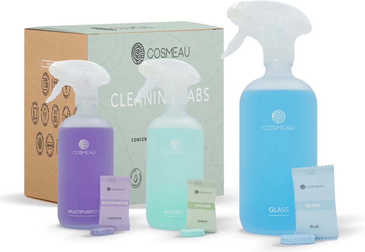 Cosmeau Schoonmaakmiddel Tabletten Cleaning Tabs Schoonmaak Tabs - Keukenreiniger - Badkamerreiniger Sanitair- Glasreiniger 3 Cosmeau Schoonmaakmiddel Tabletten Cleaning Tabs Schoonmaak Tabs - Keukenreiniger - Badkamerreiniger Sanitair- Glasreiniger