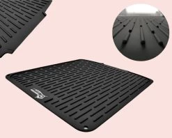 HOMYHON Afdruipmat -Afdruipmat Siliconen -Pannenonderzetter- Antislip -Hittebestendig - Aanrecht Mat -Siliconen Mat - 40 X 46 Cm - Zwart -Kruideniers Winkel 1200x960 1