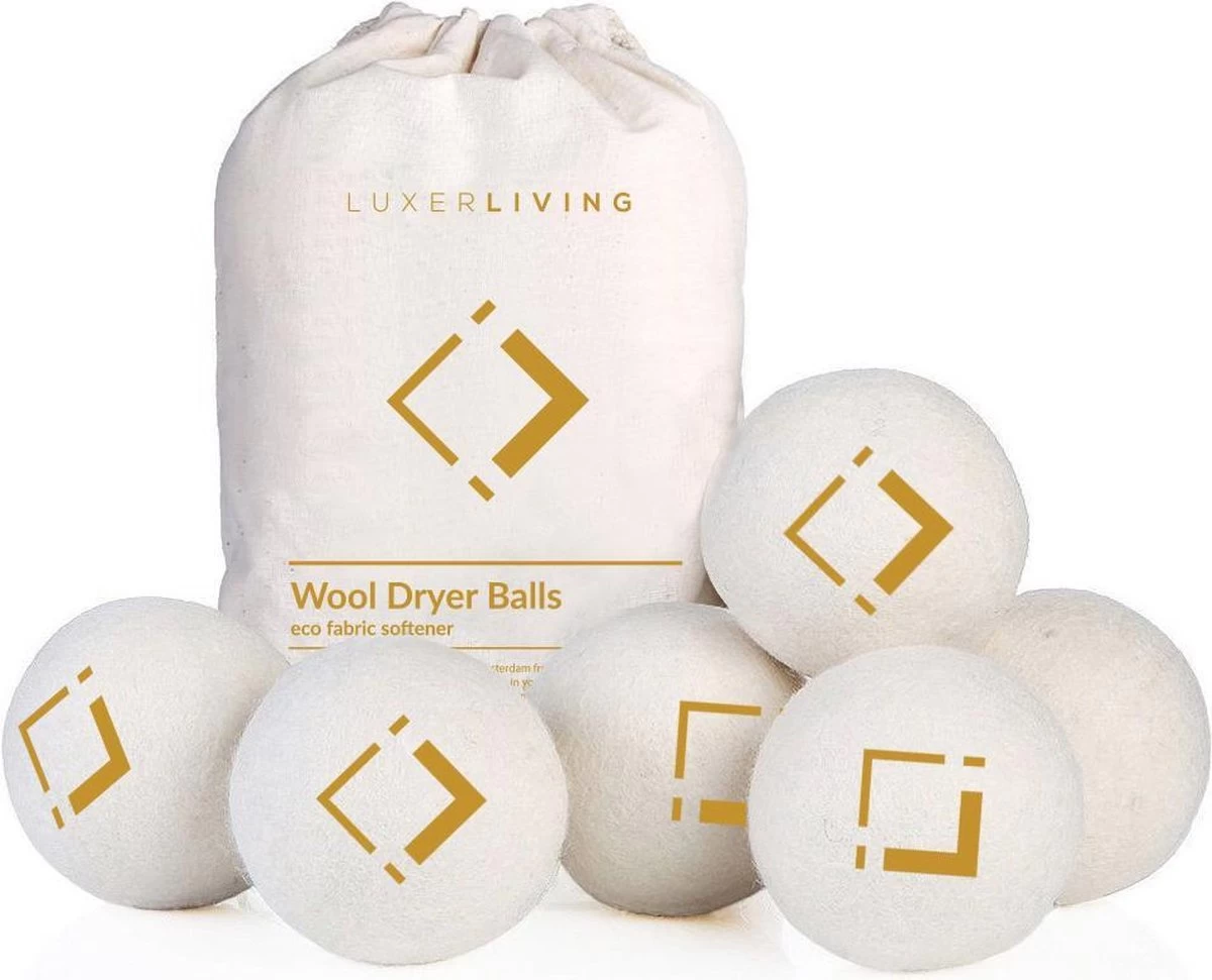 LuxerLiving Wasbol Set Van 6 - Droogt Tot 30% Sneller - Wasverzachter - Droger Ballen - Dryer Balls - Ecologisch - 100% Wol 3 LuxerLiving Wasbol Set Van 6 - Droogt Tot 30% Sneller - Wasverzachter - Droger Ballen - Dryer Balls - Ecologisch - 100% Wol