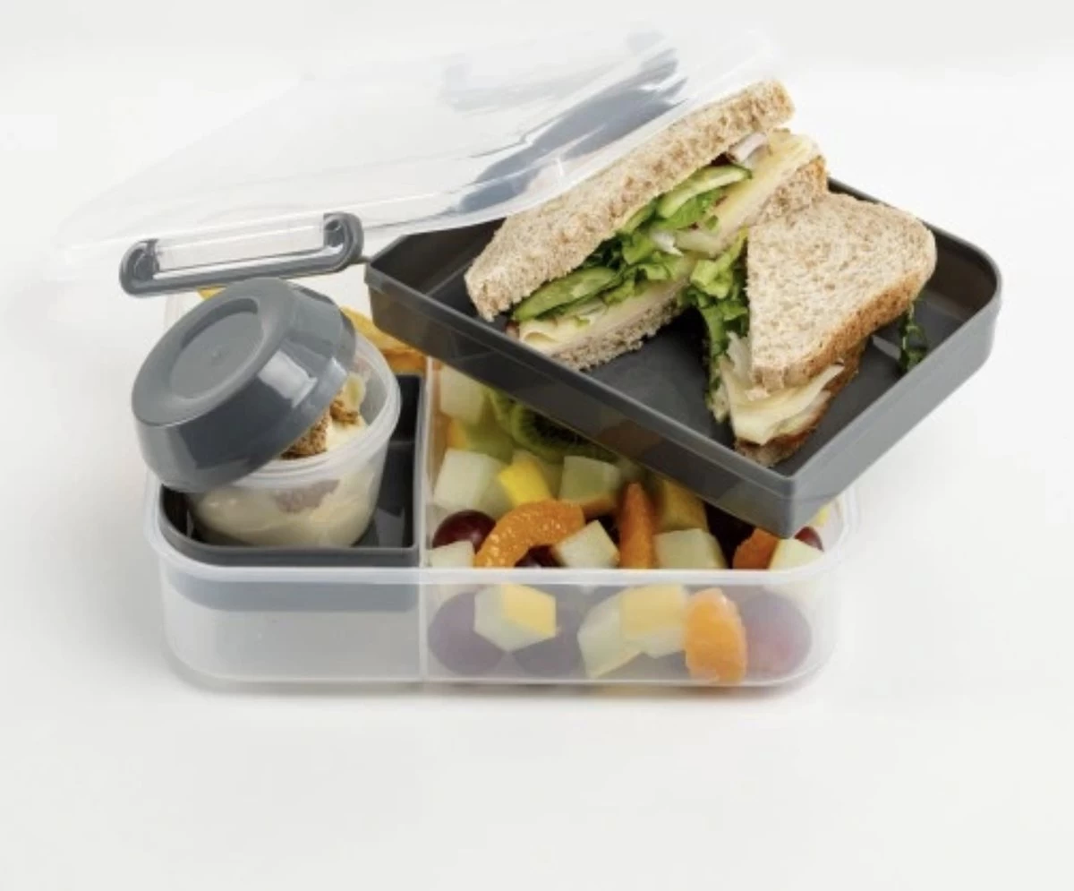 Lunchbox - Broodtrommel Inclusief Sausbeker - 3 Compartimenten - Saladebox - Brooddoos Met Yoghurtpotje 7 Lunchbox - Broodtrommel Inclusief Sausbeker - 3 Compartimenten - Saladebox - Brooddoos Met Yoghurtpotje - Afbeelding 5