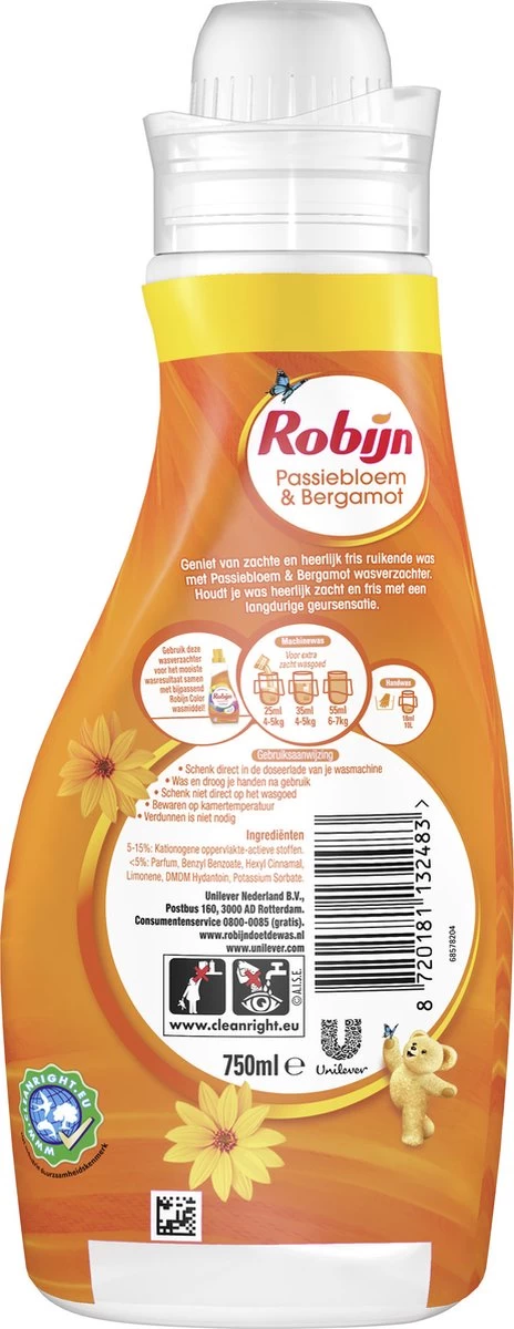 Robijn Classics Passiebloem & Bergamot Wasverzachter - 4 X 30 Wasbeurten - Voordeelverpakking 6 Robijn Classics Passiebloem & Bergamot Wasverzachter - 4 X 30 Wasbeurten - Voordeelverpakking - Afbeelding 4