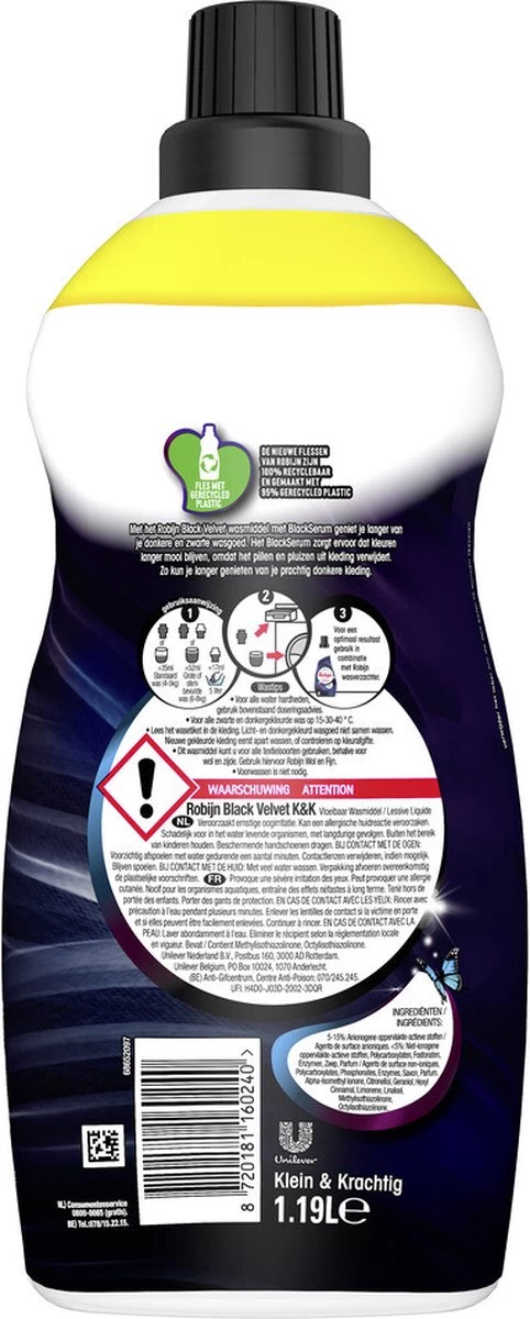 4x Robijn Klein & Krachtig Wasmiddel Black Velvet 1,19 Liter 5 4x Robijn Klein & Krachtig Wasmiddel Black Velvet 1,19 Liter - Afbeelding 3