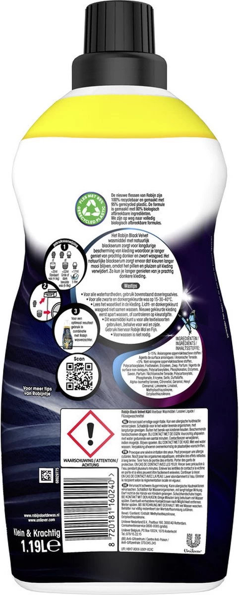 4x Robijn Klein & Krachtig Wasmiddel Black Velvet 1,19 Liter 8 4x Robijn Klein & Krachtig Wasmiddel Black Velvet 1,19 Liter - Afbeelding 6