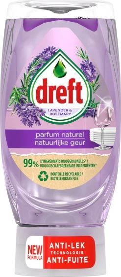Dreft Natuurlijke Geur - Afwasmiddel - Lavendel & Rozemarijn - Ondersteboven Fles - Voordeelverpakking 8 X 370 Ml -Kruideniers Winkel 527x1200 1