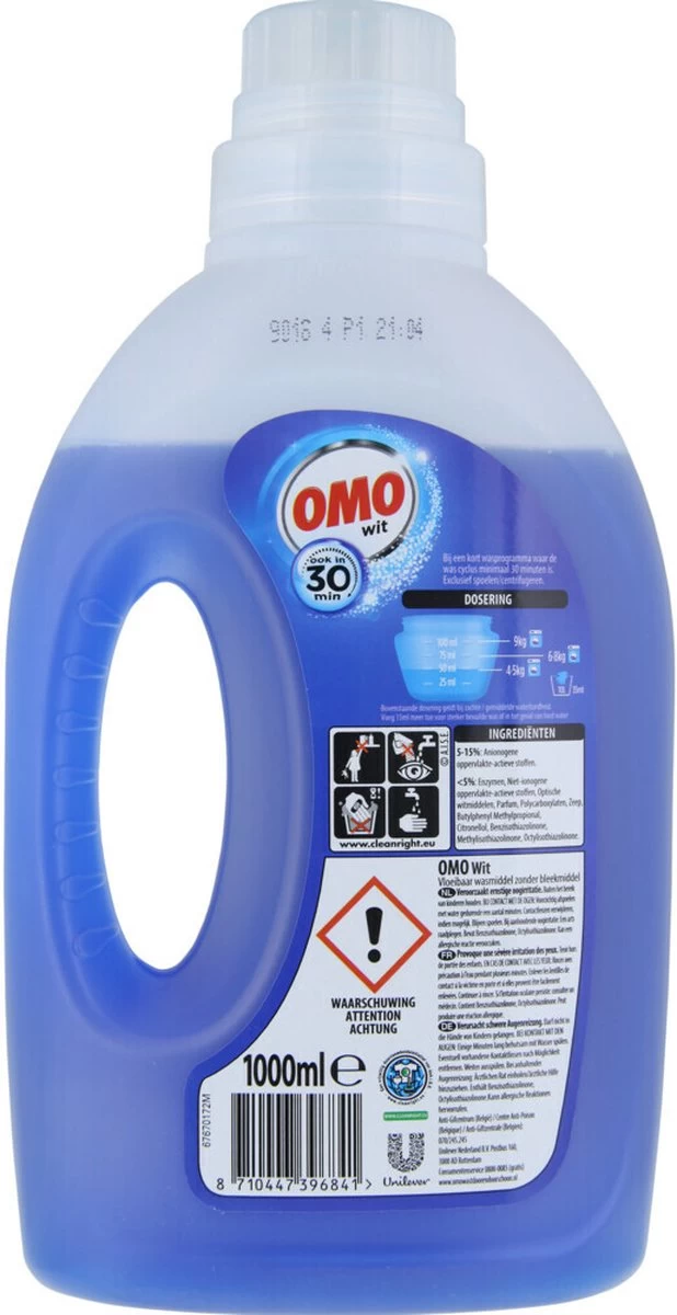 Omo Wit Vloeibaar Wasmiddel - 6 X 20 Wasbeurten - Voordeelverpakking 4 Omo Wit Vloeibaar Wasmiddel - 6 X 20 Wasbeurten - Voordeelverpakking - Afbeelding 2