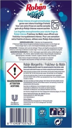 Robijn Intense Morgenfris Droogtrommeldoekjes - 9 X 20 Stuks - Voordeelverpakking -Kruideniers Winkel 683x1200