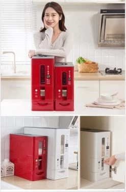 Merkloos TDR-Japans Rijst/Granen Container/Dispenser/ Opbergdoos - 6KG Inhoud - Wit -Kruideniers Winkel 787x1200 3