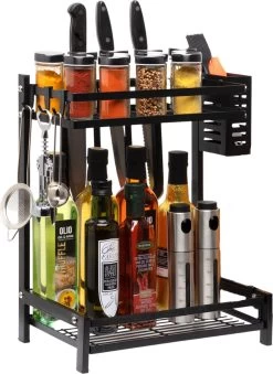 Pazzo Goods - Keuken Organizer - Keukenrek - Zwart - Metaal - 2 Laags - Multifunctioneel - Zwart - -Kruideniers Winkel 875x1200 1