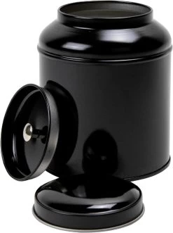 Merkloos Theeblik Zwart Met Aroma Deksel 100 Gram - Stuk