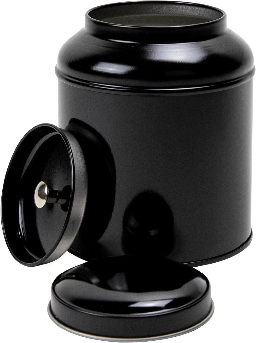 Merkloos Theeblik Zwart Met Aroma Deksel 100 Gram - Stuk