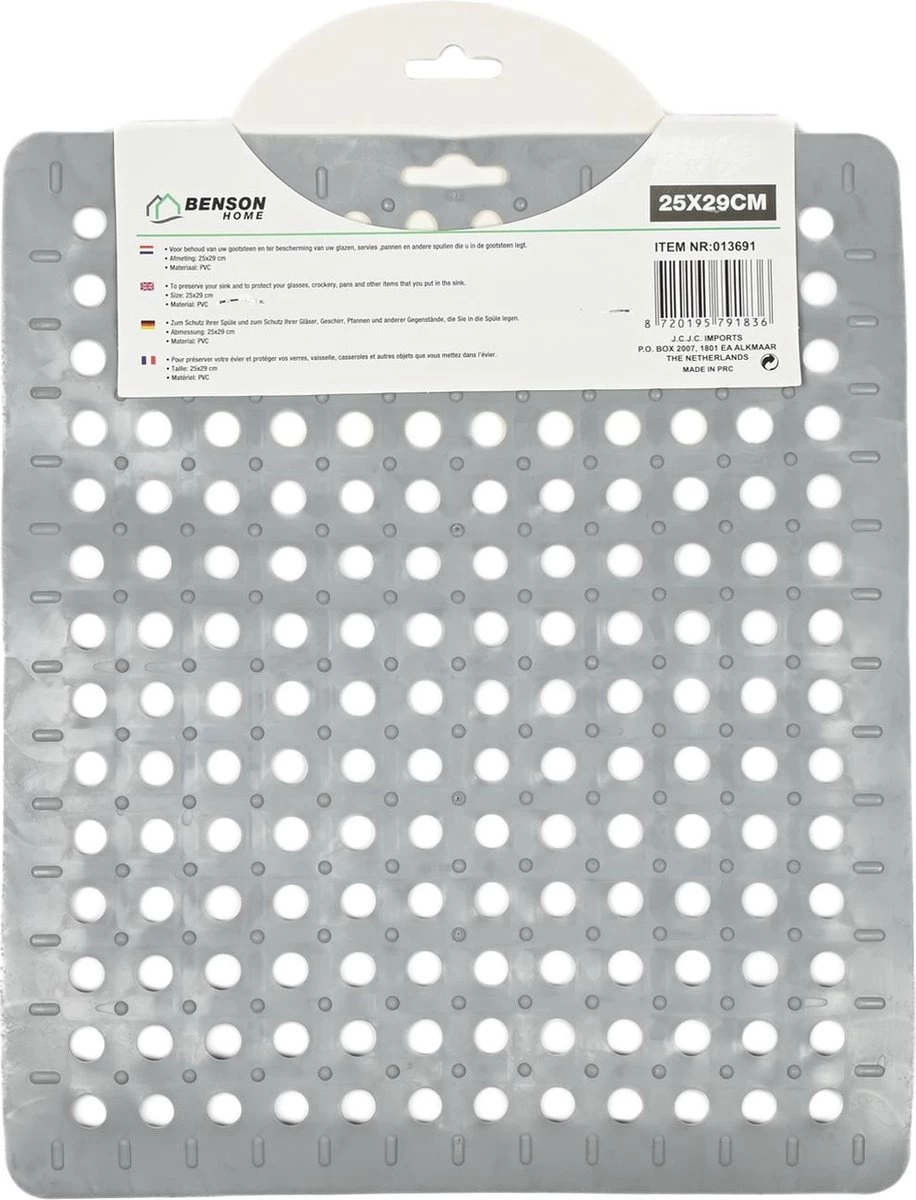 Merkloos Gootsteenmat PVC Vierkant Grijs 28 Cm 5 Merkloos Gootsteenmat PVC Vierkant Grijs 28 Cm - Afbeelding 3